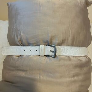 Talbots White Genuine Leather Belt with Metal Buckle